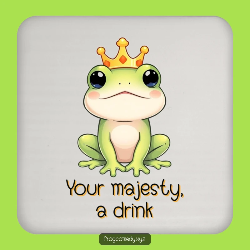 Funny Regal Frog King Coasters: Royal Amphibian Protection, Perfect Funny Gift for Tables