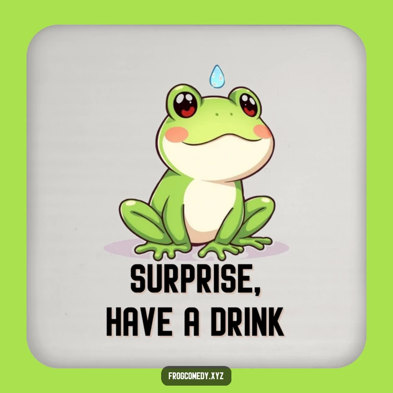 Funny Kawaii Frog Raindrop Drink Coaster: Cute Surface Saver