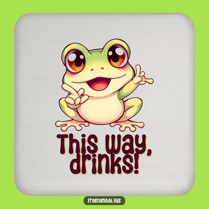 Funny Excited Frog Coaster: Pointing Art, Perfect Funny Drink Accessory