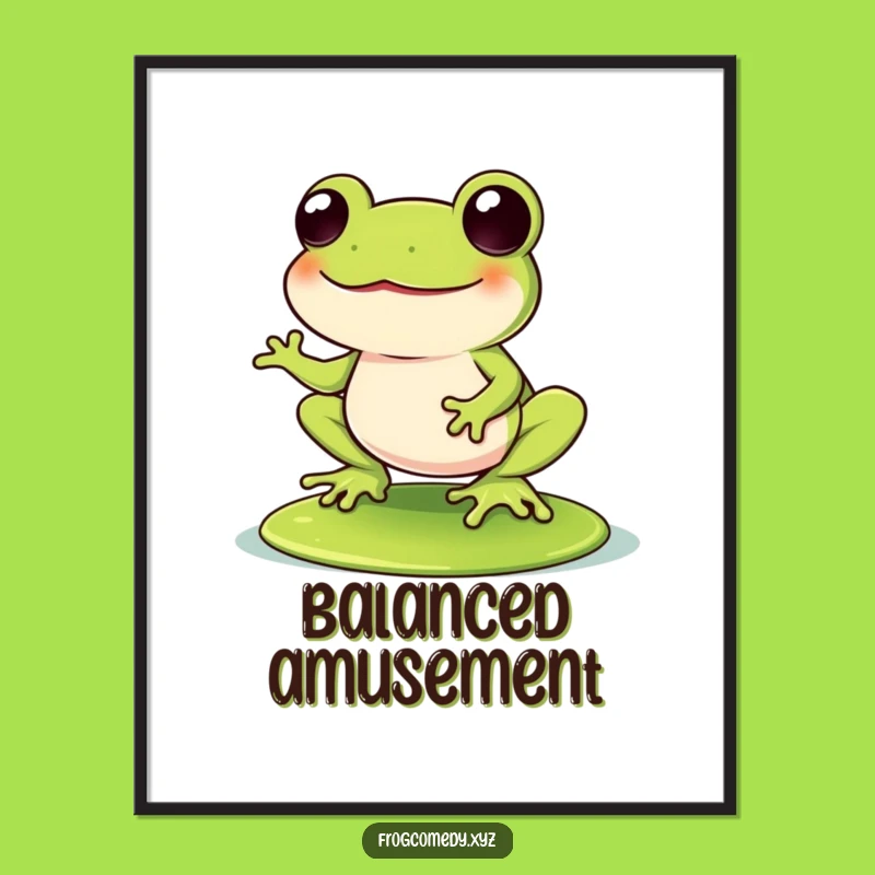Funny Kawaii Frog Lily Pad Poster: Laughter Art, Perfect Humor Gift