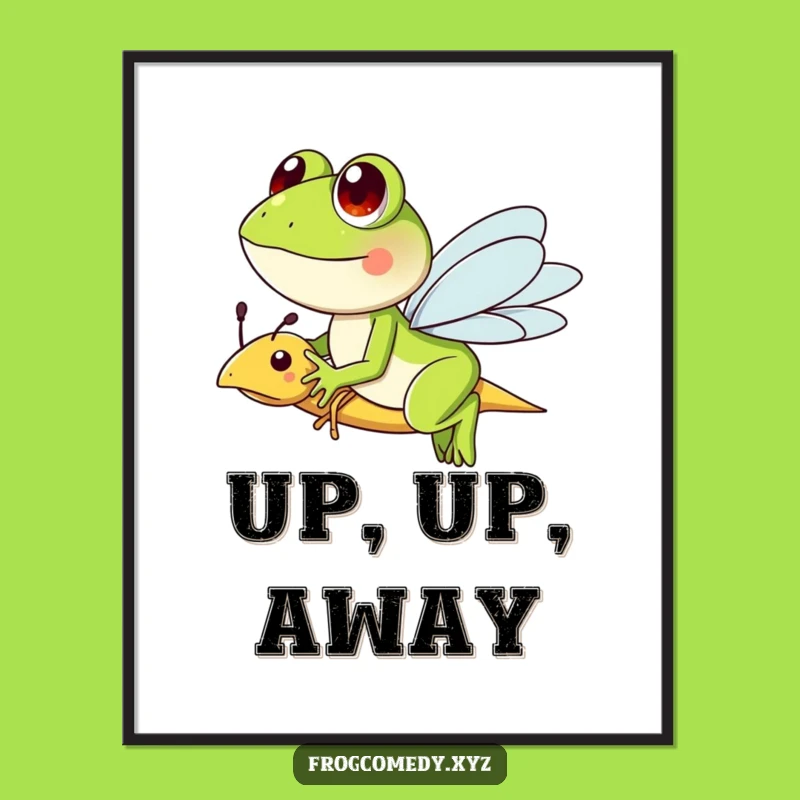 Funny Frog Dragonfly Poster: Whimsical Art, Perfect Funny Wall Decor Gift