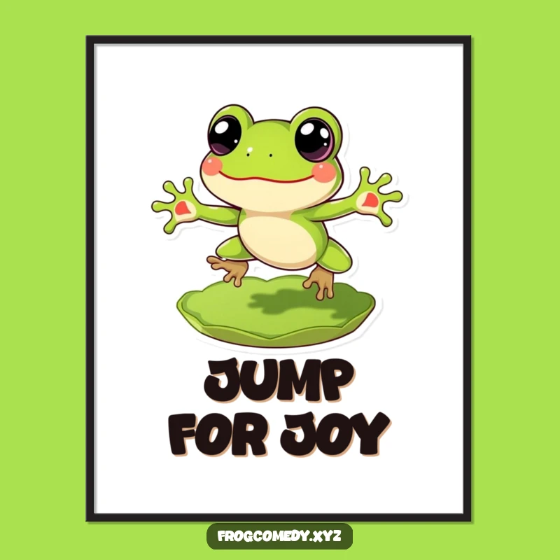 Funny Frog Lily Pad Poster: Exuberant Art, Perfect Wall Decor Cheerful Funny Gift