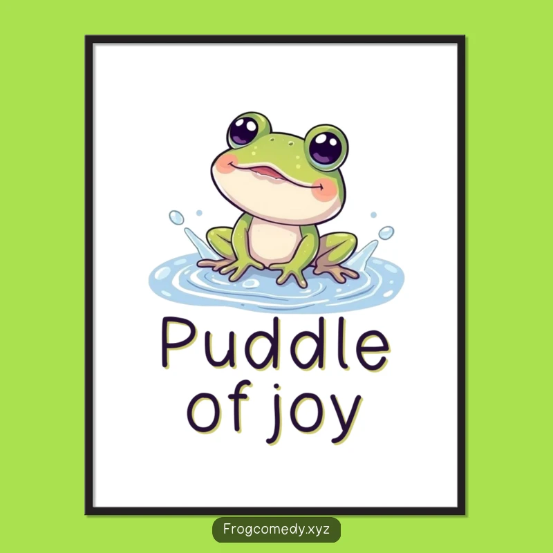 Funny Frog Splashing Poster: Whimsical Amphibian Art, Excellent Funny Gift Idea