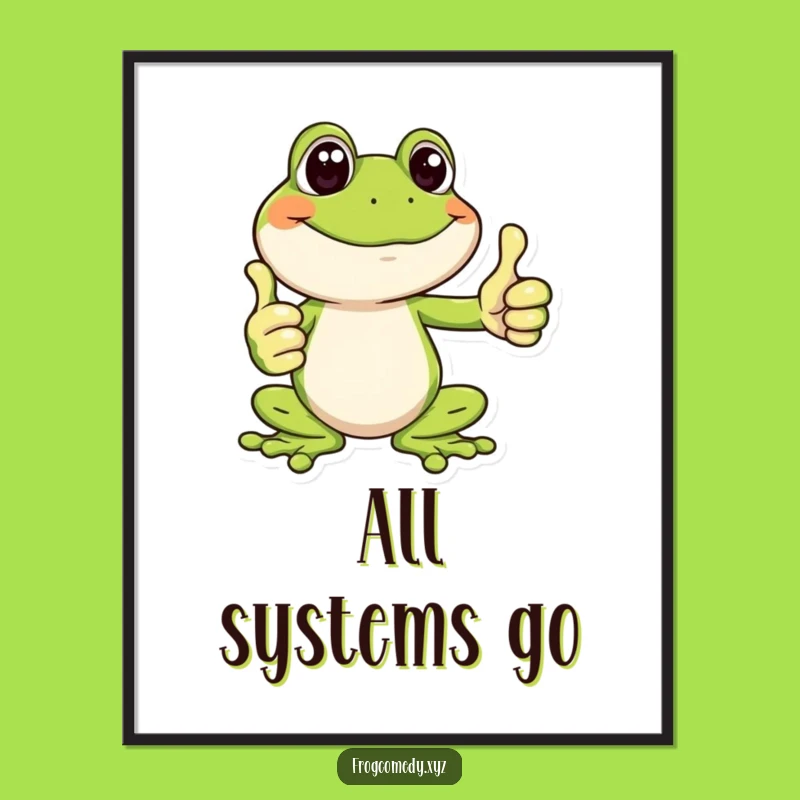 Funny Happy Frog Poster: Thumbs Up Art, Perfect Funny Wall Decor Gift