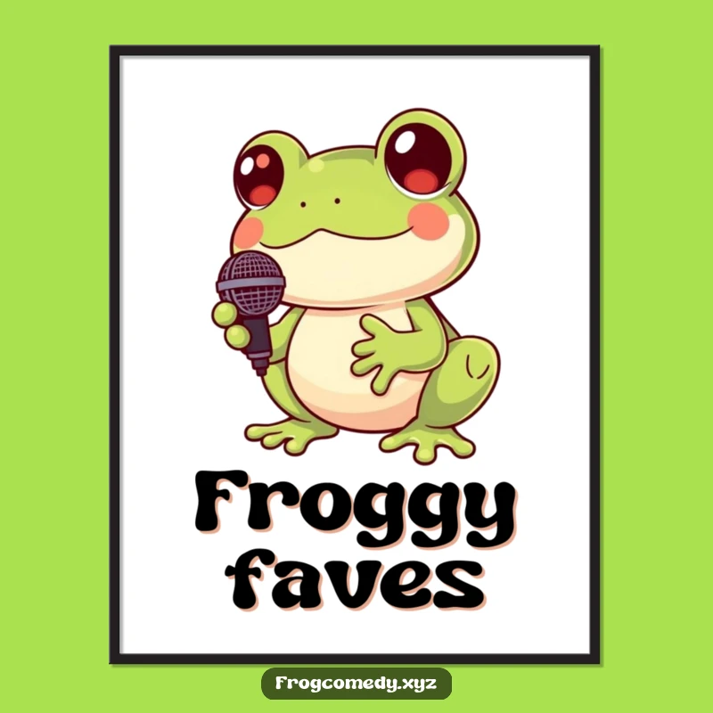 Funny Kawaii Frog Karaoke Poster: Wall Art for Music Lovers