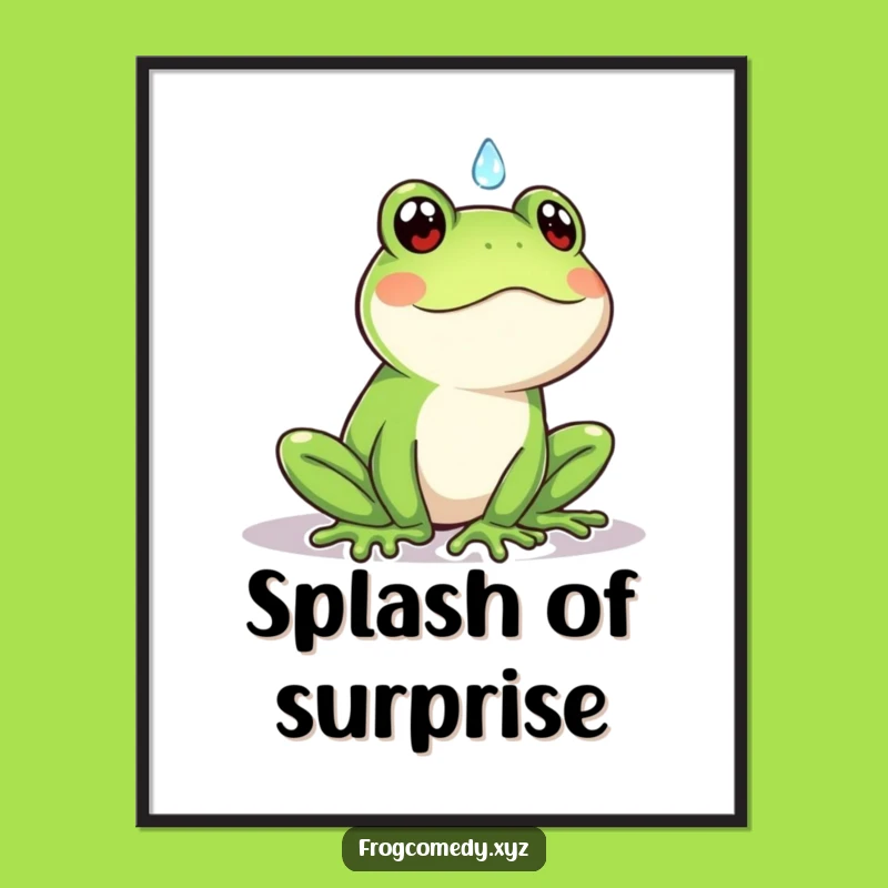 Funny Kawaii Frog Raindrop Poster: Humorous Wall Art