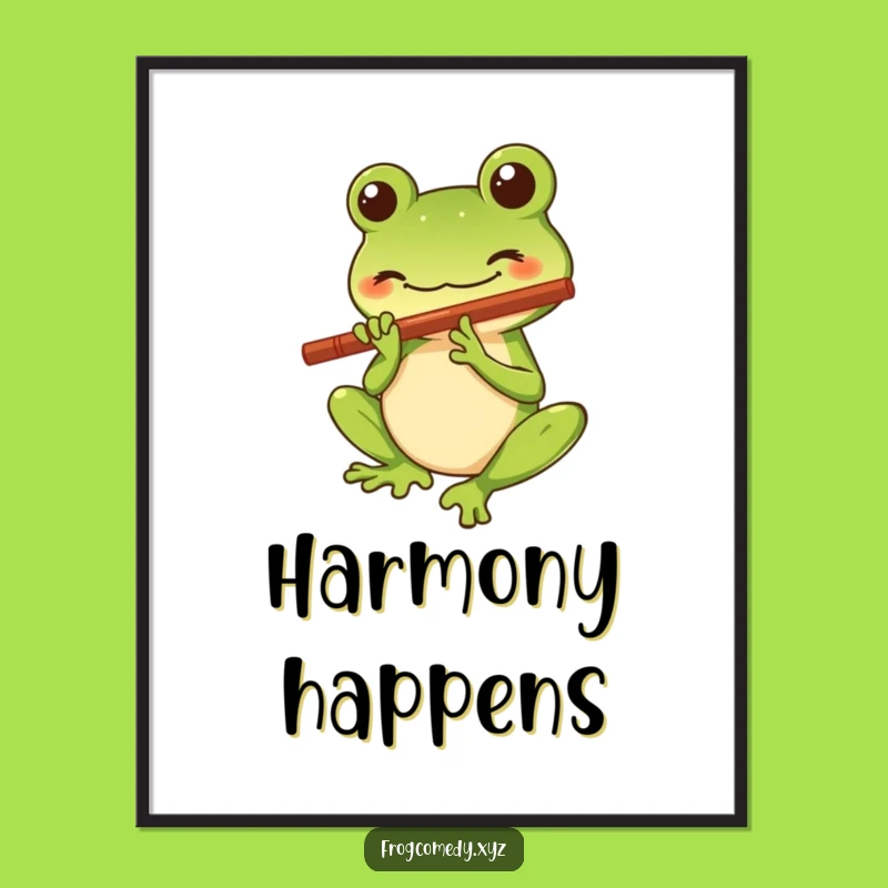 Funny Kawaii Frog Poster - Musical Serenade Art for Your Wall