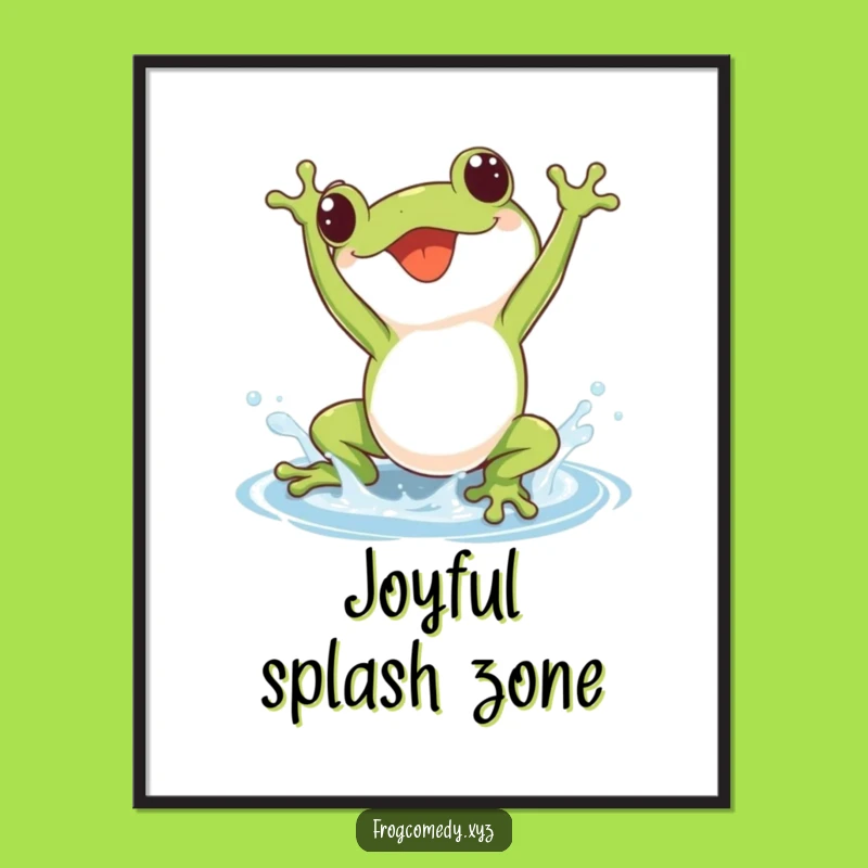 Kawaii Frog Joyful Splash Poster: Art that Leaps with Happiness