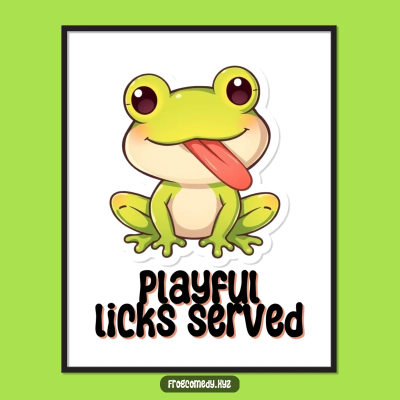 Funny Kawaii Frog Tongue Poster: Decorate with Playful, Sticky Humor