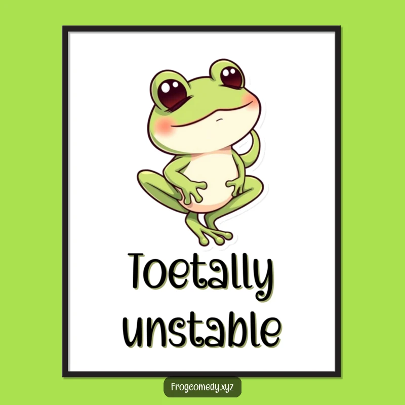 Funny Frog Balance Poster: Mischievous Art for a Laughing Space