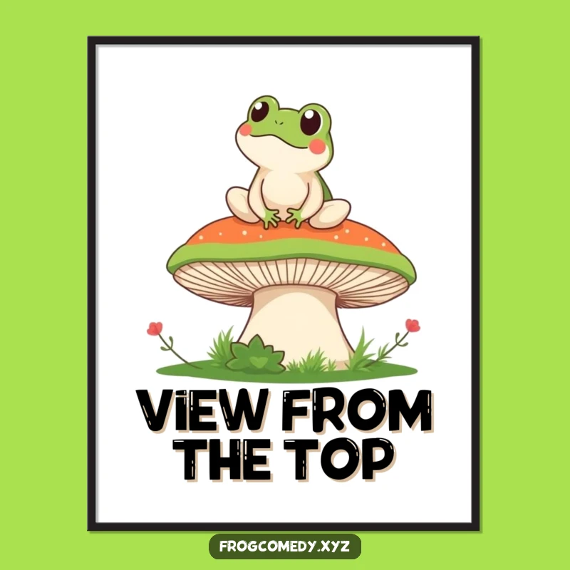 Funny Kawaii Frog Mushroom Poster: Whimsical Wall Art, Perfect Gift!