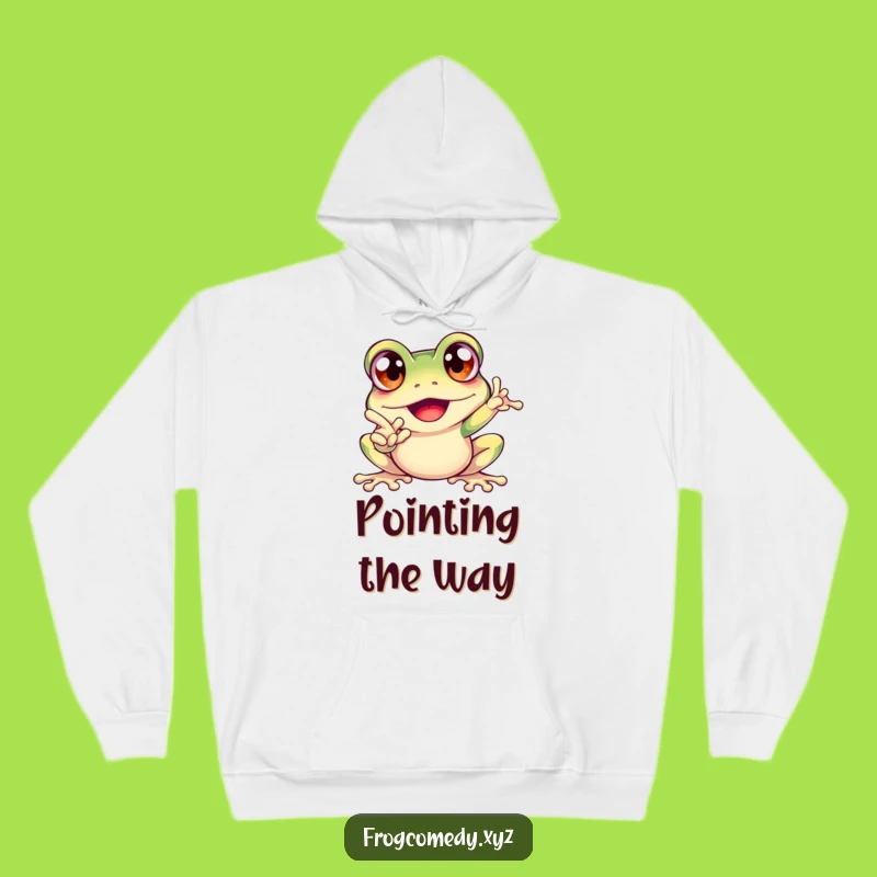 Funny Excited Frog Hoodie: Cozy Pointing Design, Ultimate Funny Comfort Gift