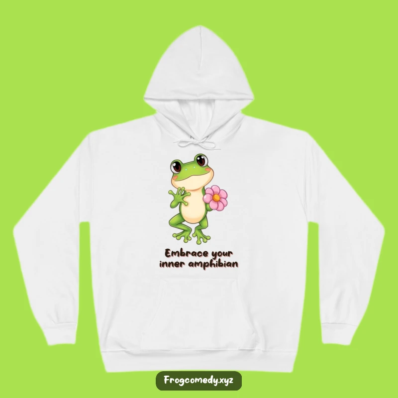 Funny Kawaii Frog Dramatic Pose Hoodie - Cozy Cute Anime Gift