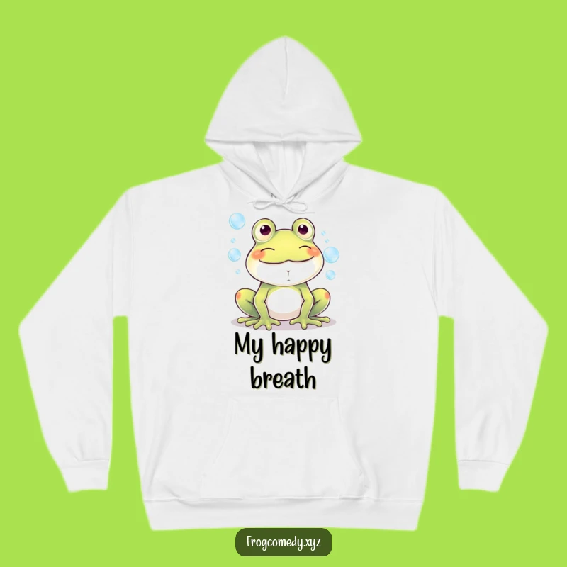 Funny Kawaii Frog Bubbles Grin Hoodie - Cozy & Cheerful Funny Gift