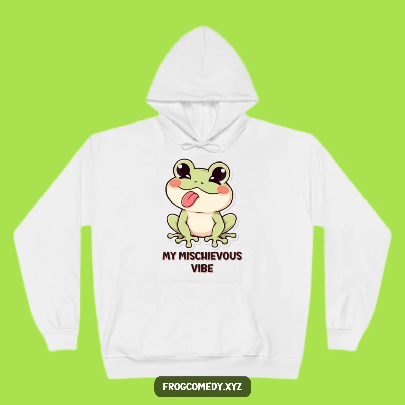 Funny Kawaii Frog Tongue Wink Hoodie - Cozy & Cheeky Funny Gift