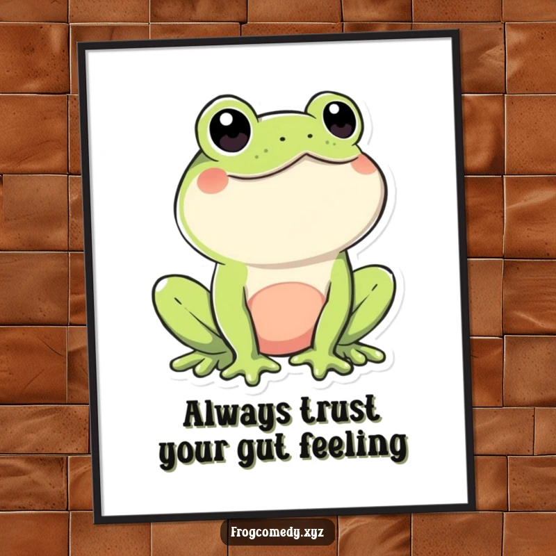 Funny Free Printable Wall Art: A Kawaii frog winks playfully directly at the viewer.