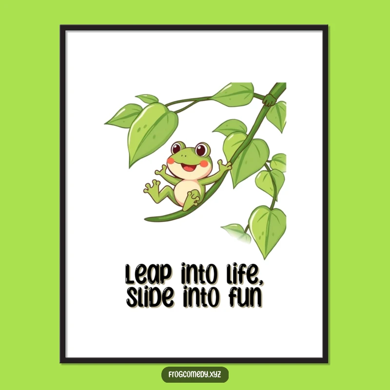 Free Printable Frog Vine Slide Art - Whimsical Downloadable Wall Decor