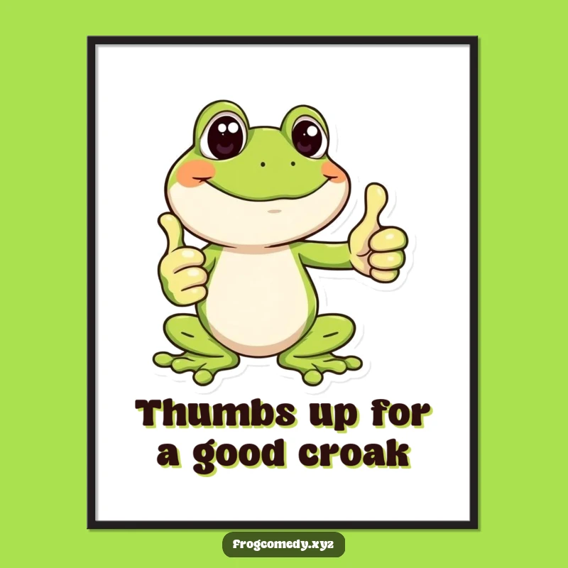 Free Printable Funny Frog Wall Art - Thumbs Up Downloadable Decor