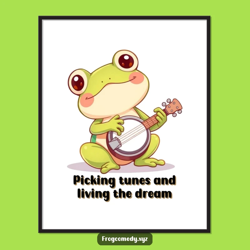 Free Printable Kawaii Frog Banjo Wall Art - Funny Downloadable Decor for Lively Spaces