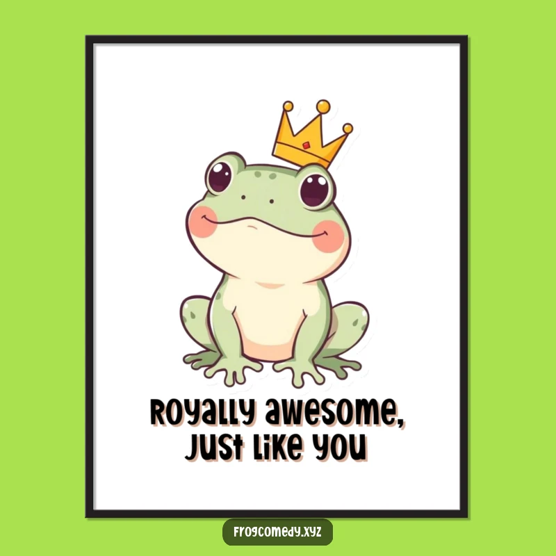 Free Printable Kawaii Frog Crown Wall Art - Funny Downloadable Decor for Regal Spaces
