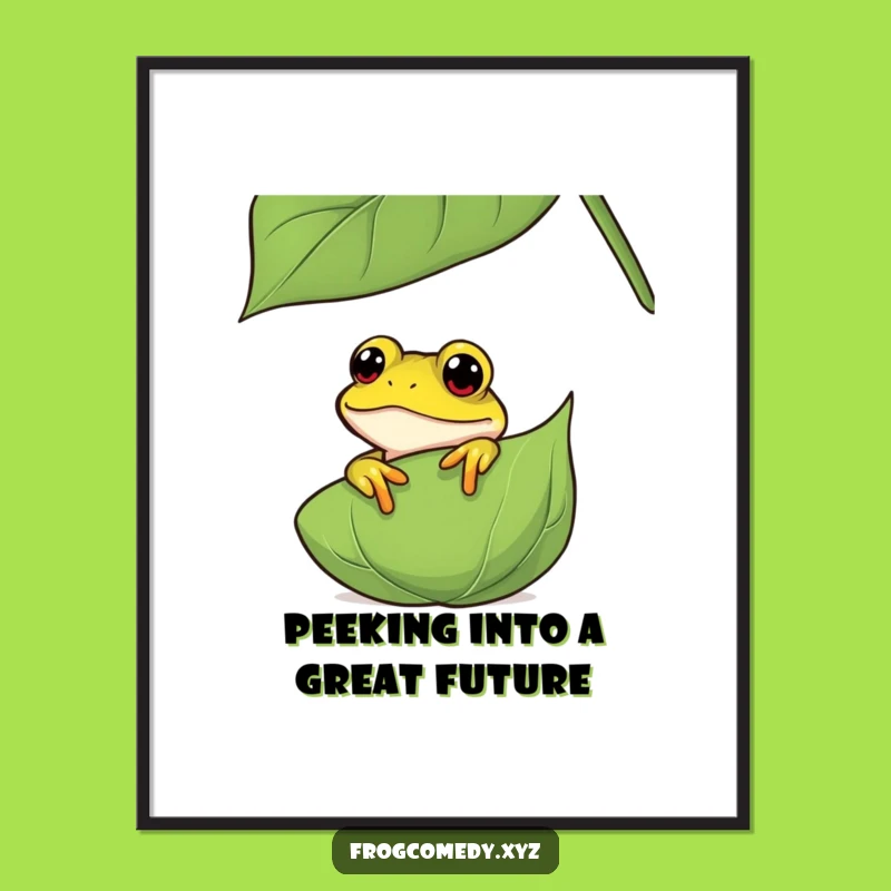 Funny Free Printable Frog Art: Curious Leaf Peeker Downloadable Wall Decor