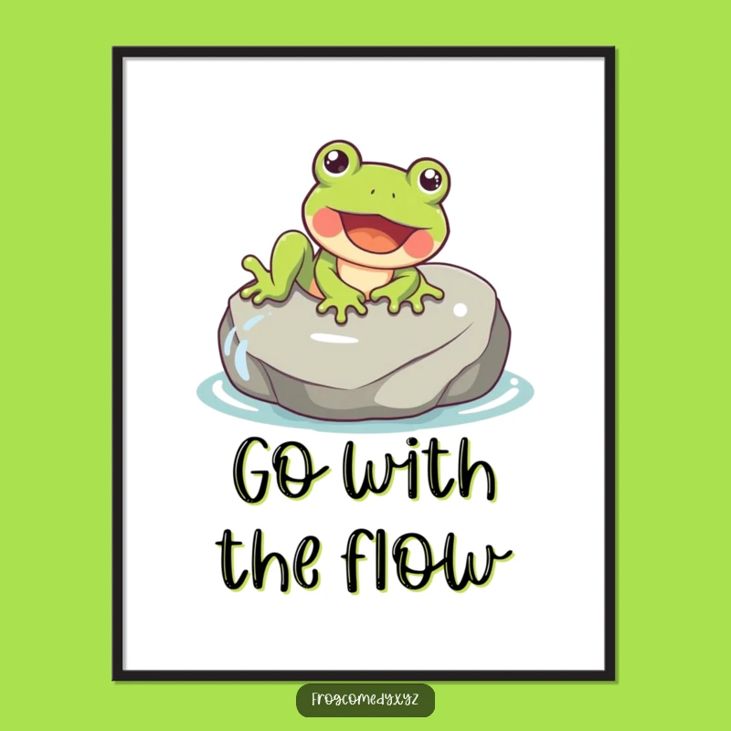 Funny Free Printable Frog Wall Art: Gleeful Rock Slide Downloadable Decor