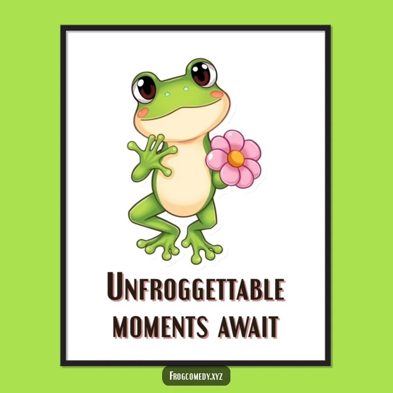 Funny Free Printable Wall Art: Dramatic Kawaii Frog Pose Downloadable Decor