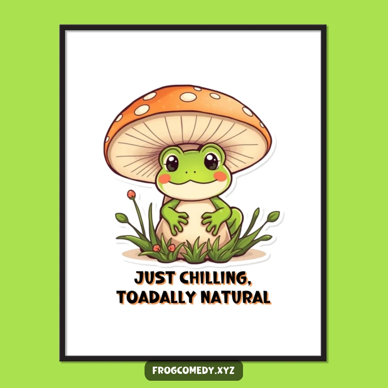 Free Printable Kawaii Frog Mushroom Art - Cute Wall Decor Downloadable