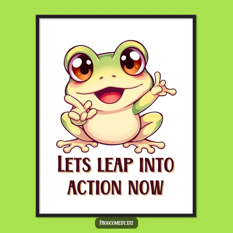 Free Printable Funny Frog Wall Art - Excited Pointing Downloadable Decor