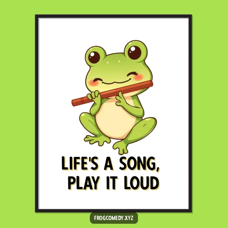 Free Printable Wall Art: Frog Flute Player, Funny Musical Decor, Downloadable Art