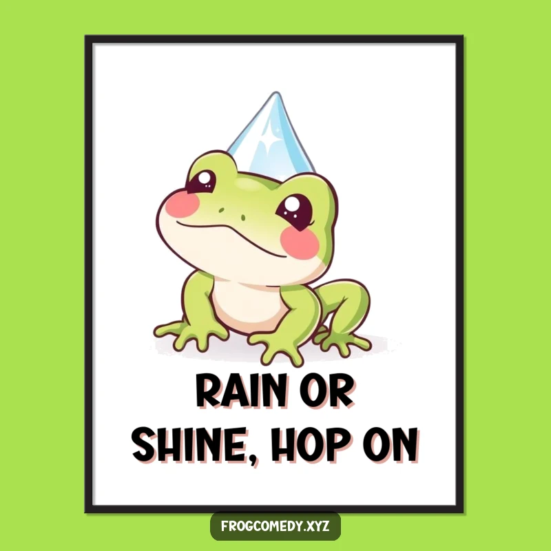 Funny Free Printable Wall Art: Kawaii Frog Peek, Whimsical Raindrop Decor!
