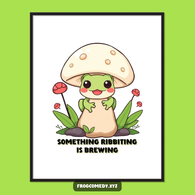 Free Printable Frog Wall Art: Peeking Kawaii Frog Downloadable Decor