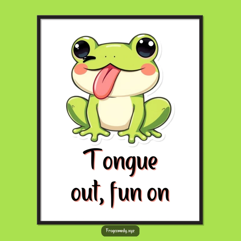 Free Printable Kawaii Frog Wall Art: Cheeky Wink! Hilarious Downloadable Art for a Playful Vibe.