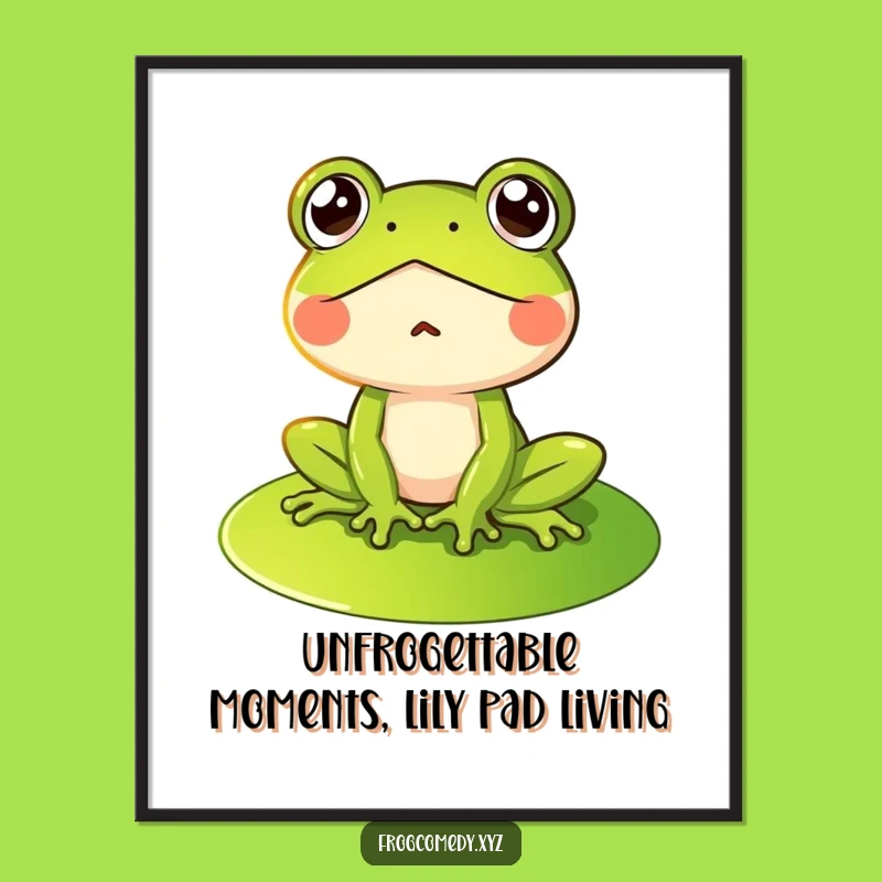 Funny Free Printable Wall Art: Surprised Frog on Lily Pad, Quirky Downloadable Decor!