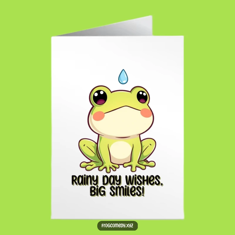 Free Printable Funny Frog Birthday Card: Surprise Kawaii Raindrop Downloadable Gift