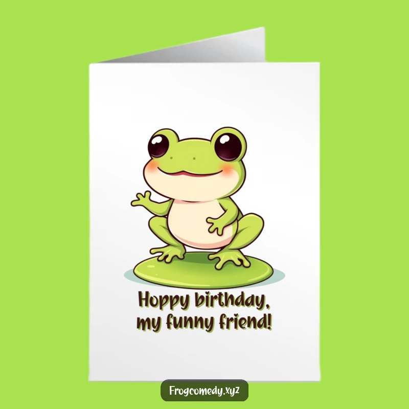 Free Printable Kawaii Frog Birthday Card: Lily Pad Laughs! Hilarious Downloadable Gift for a Fun Celebration.