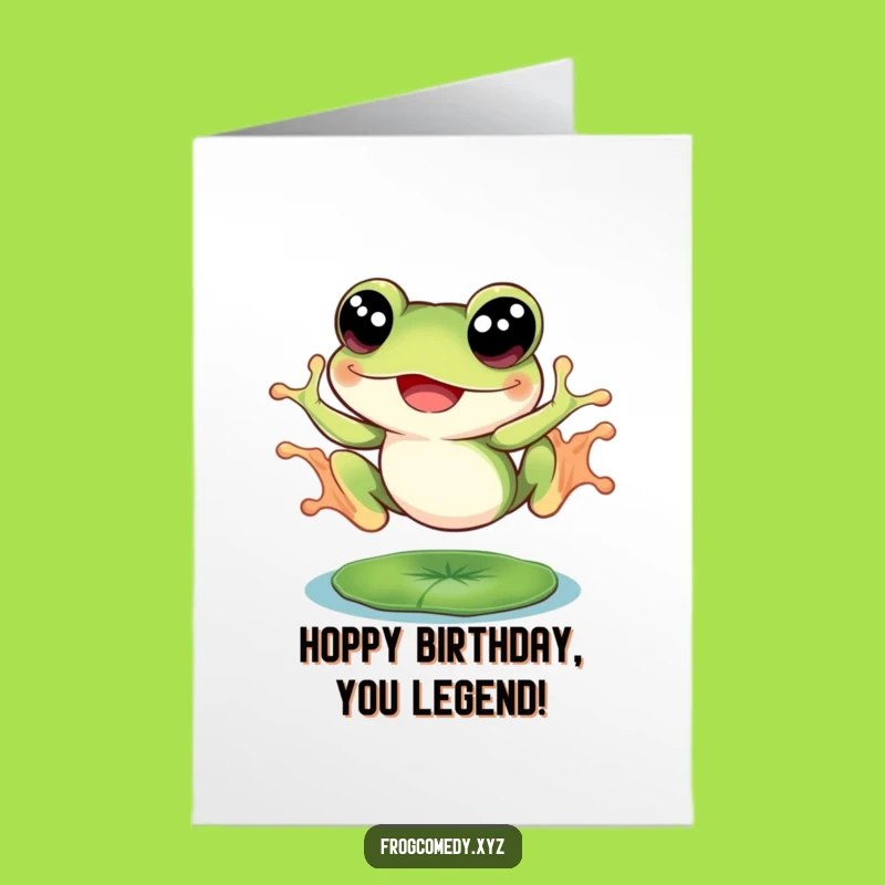 Free Printable Birthday Card: Leaping Frog Big Eyes, Joyful Downloadable Greeting