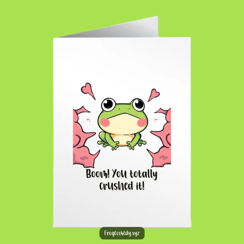 Free Printable Congrats Card: Startled Frog & Boom, Unique Downloadable Gift