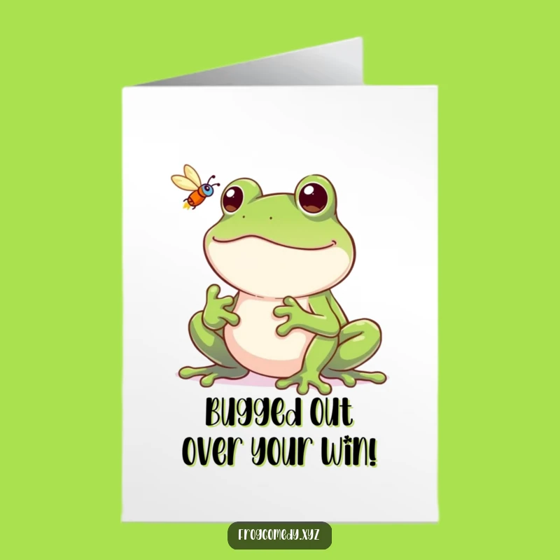 Free Printable Congrats Card: Froggy Fly Catch, Success Gift