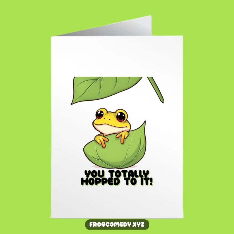 Free Printable Frog Card: Curious Leaf Peeker Congrats Downloadable Greeting