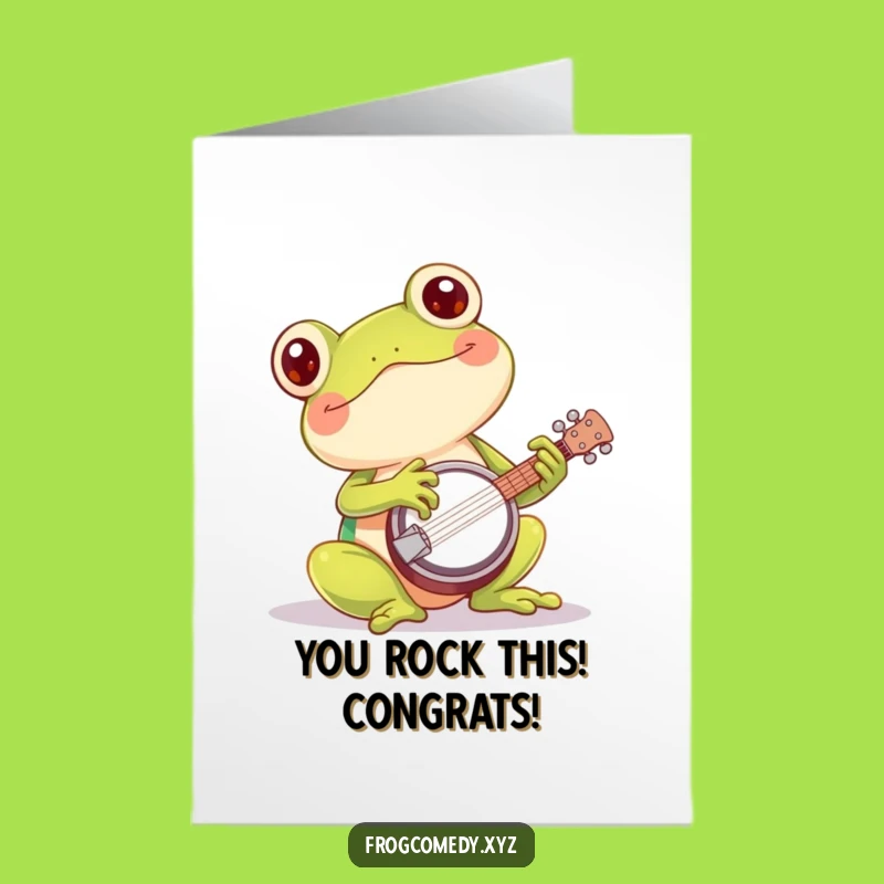 Free Printable Kawaii Frog Banjo Congratulations Card - Funny Downloadable for Celebrating