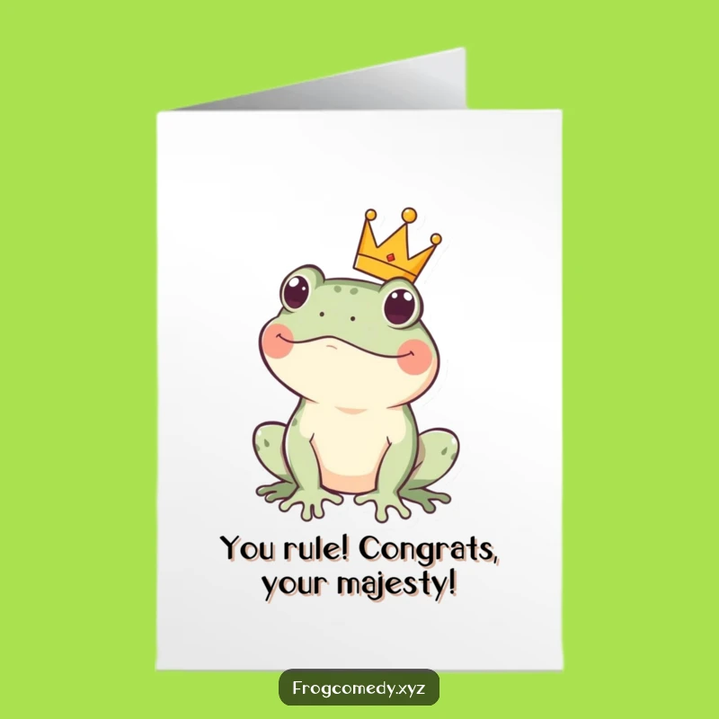 Free Printable Kawaii Frog Crown Congratulations Card - Funny Downloadable for Victories