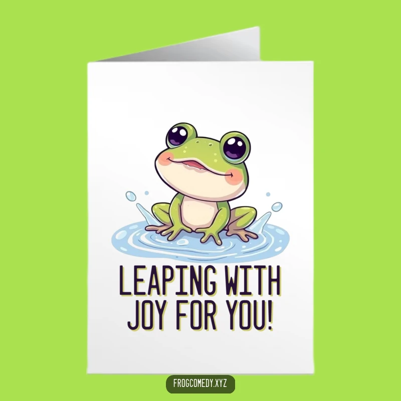 Free Printable Congrats Card: Funny Frog Puddle Splash Unique DIY Gift Download