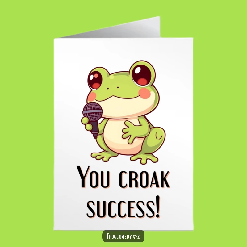 Free Printable Congrats Card: Kawaii Frog Crooner, Celebrate with a Song!