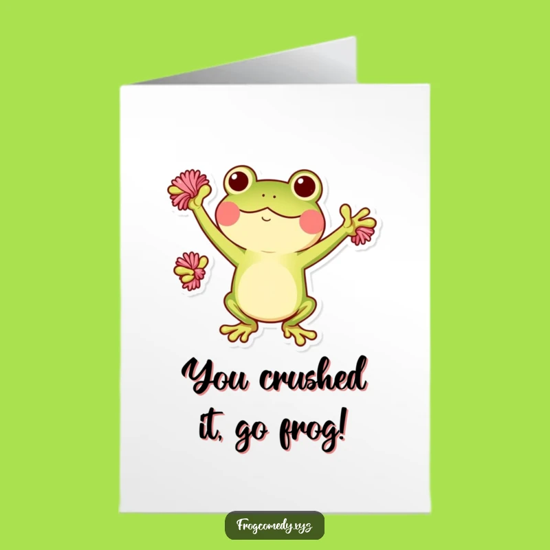 Free Printable Kawaii Frog Congrats Card - Pom-Pom Celebration Downloadable