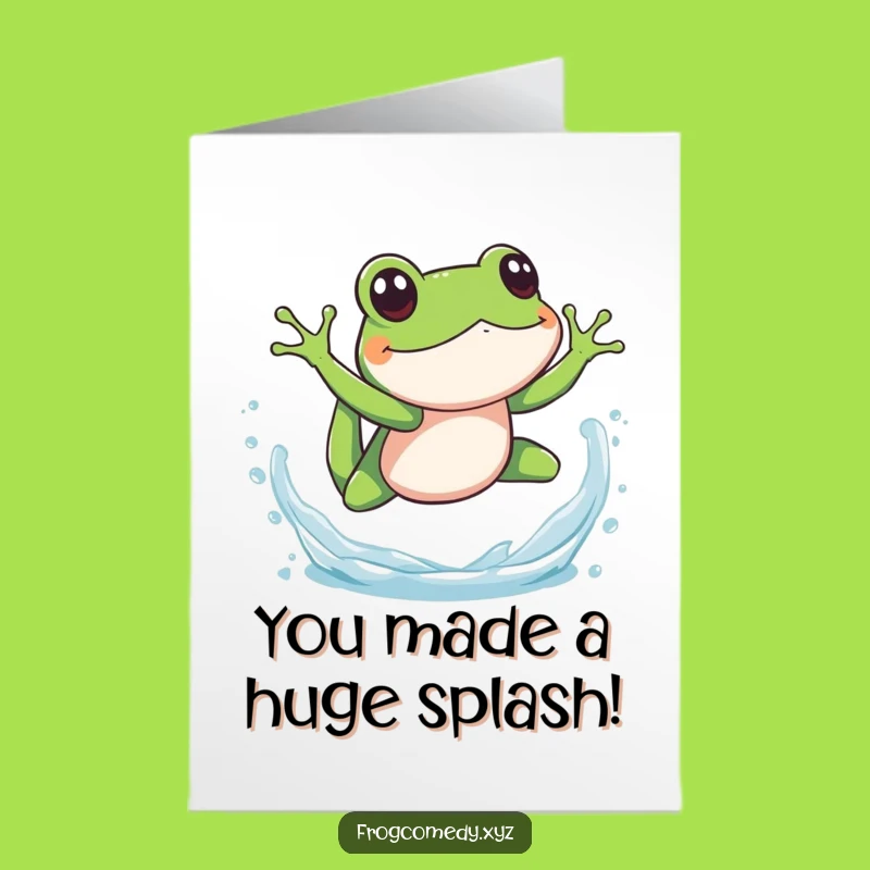 Splashy Frog Free Printable Congrats Card: Dive to Victory Downloadable Greeting