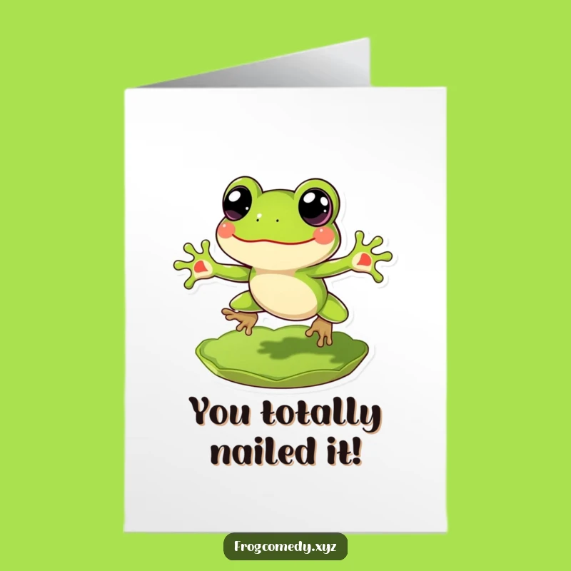 Free Printable Congrats Card: Frog's Big Leap! A Joyful Downloadable Gift.