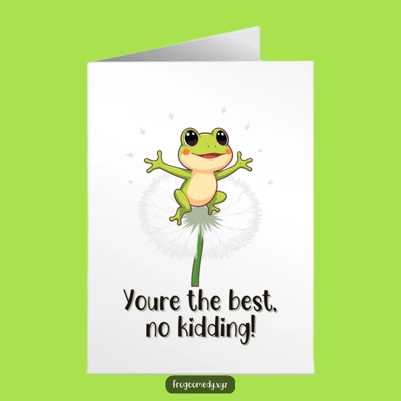 Free Printable Frog Thank You Card: Energetic Bounce, Funny Dandelion Gratitude Gift