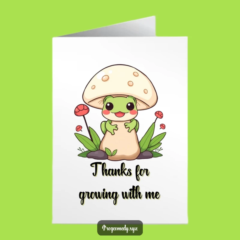 Free Printable Frog Thank You Card: Peeking Kawaii Frog Downloadable