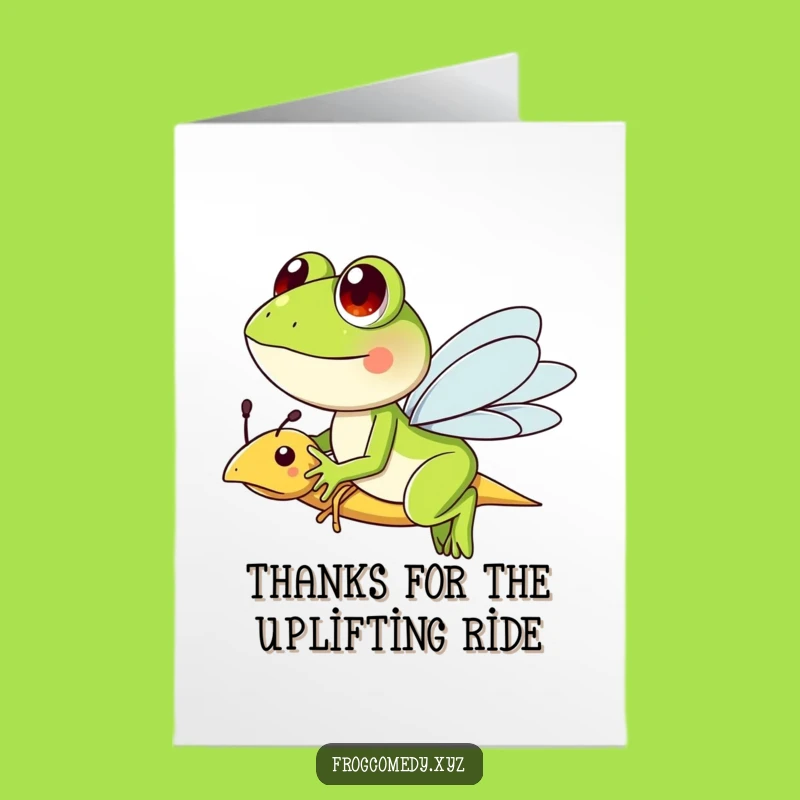 Free Printable Funny Frog Thank You Card - Dragonfly Ride Downloadable Gift